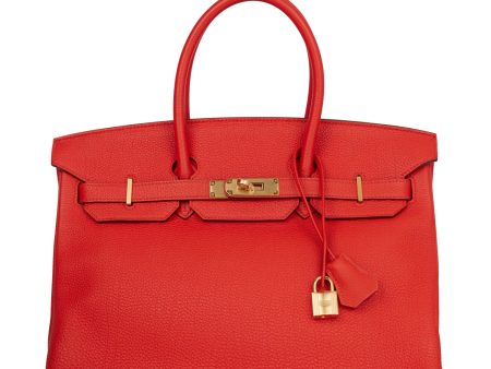 Pre-owned Hermes Birkin 35 Capucine Togo Gold Hardware Online Sale