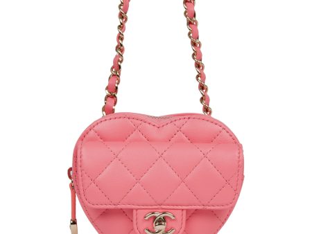 Chanel CC In Love Heart Belt Bag Pink Lambskin Light Gold Hardware Cheap