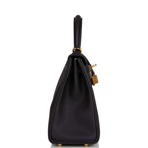 Hermes Kelly Retourne 25 Black Togo Gold Hardware Online now