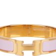 Hermes Rose Dragee Clic Clac H Narrow Enamel Bracelet PM GHW For Cheap