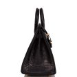 Hermes Birkin 25 Black Matte Niloticus Crocodile Gold Hardware Fashion