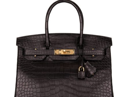 Hermes Birkin 30 Black Matte Alligator Gold Hardware Hot on Sale