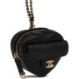 Chanel CC In Love Heart Necklace Bag Black Lambskin Light Gold Hardware Fashion