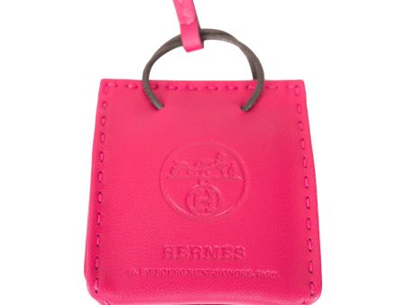 Hermes Rose Mexico Mini Shopping Bag Charm For Sale