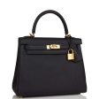 Hermes Kelly Retourne 25 Black Togo Gold Hardware Online now