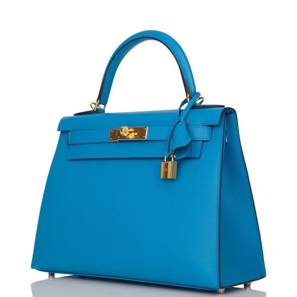 Hermes Kelly Sellier 28 Bleu Frida Epsom Gold Hardware Supply