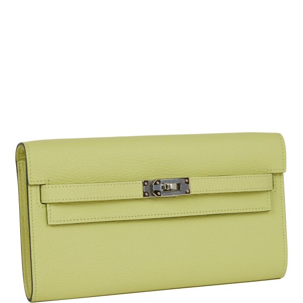 Hermes Kelly Wallet To Go Jaune Bourgeon Chevre Palladium Hardware Online Sale