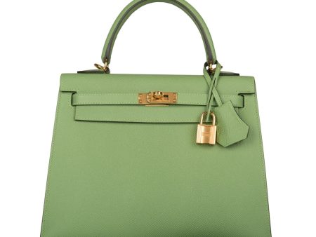 Hermes Kelly Sellier 25 Vert Criquet Epsom Gold Hardware Fashion