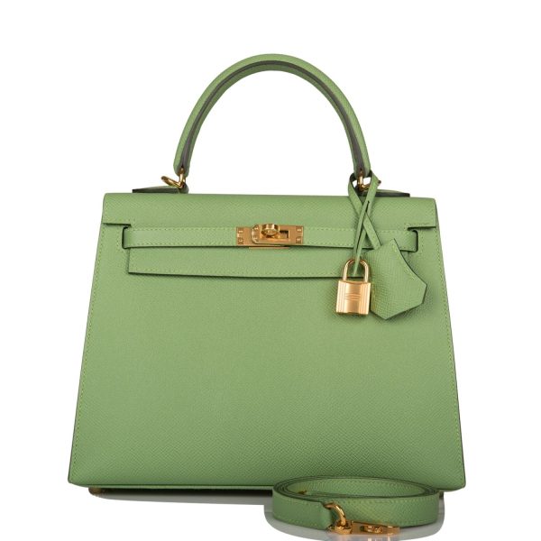 Hermes Kelly Sellier 25 Vert Criquet Epsom Gold Hardware Fashion