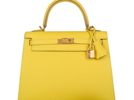 Hermes Kelly Sellier 25 Lime Epsom Gold Hardware Fashion