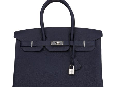 Hermes Birkin 35 Bleu Nuit Togo Palladium Hardware Discount