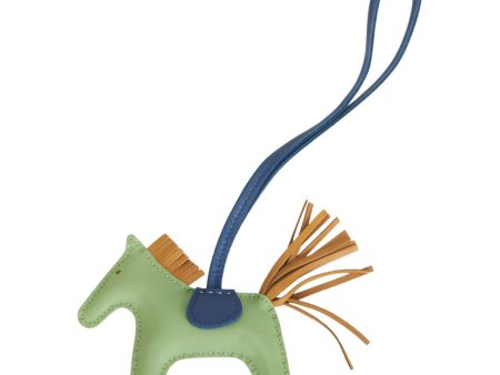 Hermes Vert Criquet Sesame Bleu de Malte Grigri Horse Rodeo Bag Charm PM For Cheap