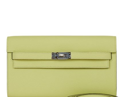 Hermes Kelly Wallet To Go Jaune Bourgeon Chevre Palladium Hardware Online Sale