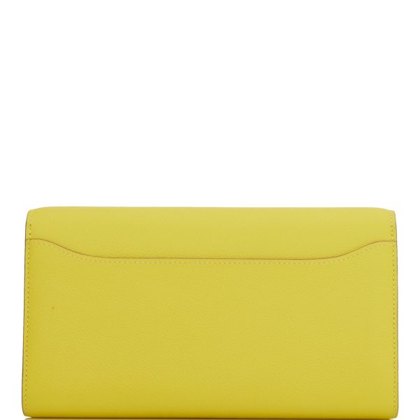 Hermes Constance Wallet To Go Lime Evercolor Gold Hardware Sale