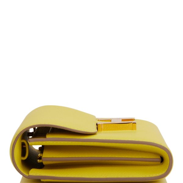 Hermes Constance Wallet To Go Lime Evercolor Gold Hardware Sale