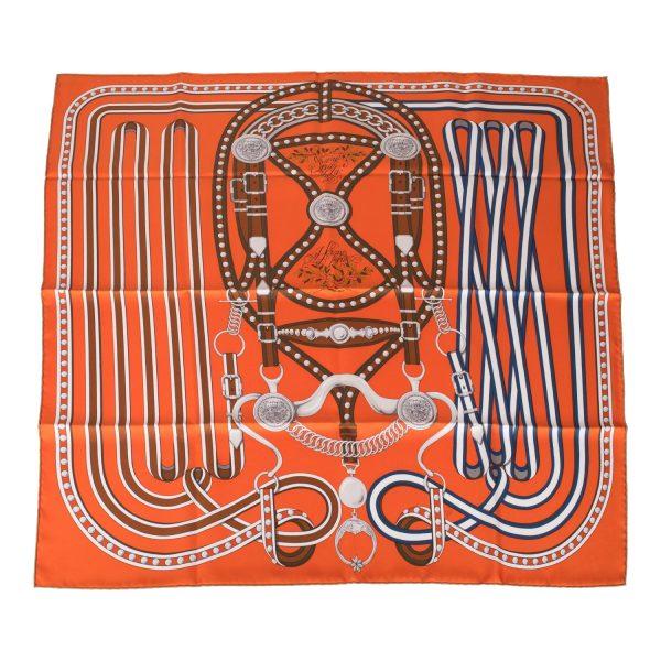 Hermes  Grand Tralala  Potiron Silk Twill Scarf 90cm Fashion