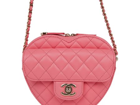 Chanel CC In Love Large Heart Bag Pink Lambskin Light Gold Hardware Online Sale