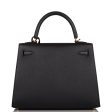 Hermes Black Epsom Sellier Kelly 25cm Gold Hardware For Discount