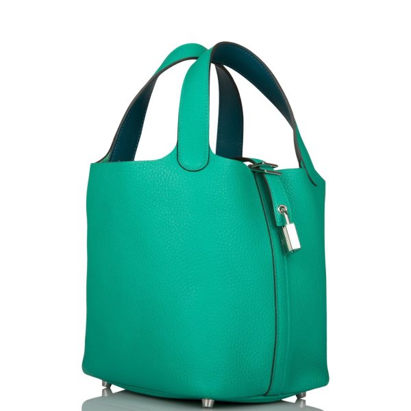 Hermes Menthe Clemence Picotin Lock 18cm Palladium Hardware Online now