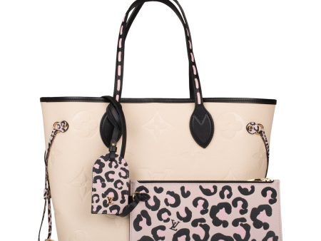 Louis Vuitton Cream Wild At Heart Giant Monogram Empreinte Neverfull MM Cheap