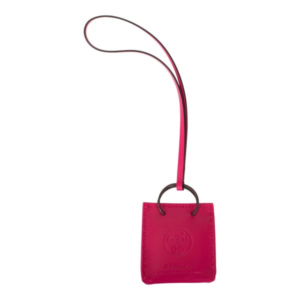 Hermes Rose Mexico Mini Shopping Bag Charm For Sale