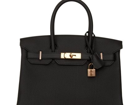 Hermes Birkin 30 Black Togo Rose Gold Hardware Hot on Sale