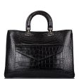 Pre-owned Christian Dior Diorissimo Pocket Tote Black Matte Alligator Silver Hardware Fashion