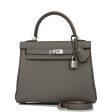 Hermes Kelly Retourne 25 Etain Togo Palladium Hardware Sale