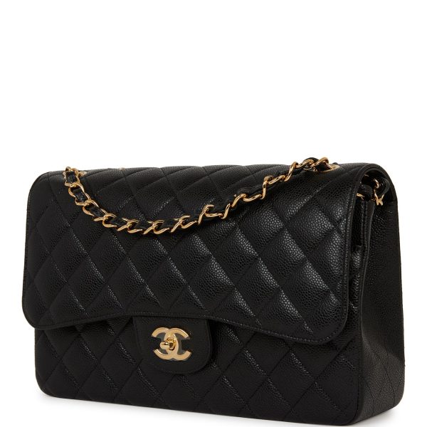 Chanel Jumbo Classic Double Flap Bag Black Caviar Gold Hardware Sale