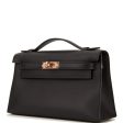 Hermes Kelly Pochette Black Swift Rose Gold Hardware For Discount