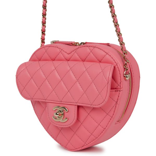 Chanel CC In Love Large Heart Bag Pink Lambskin Light Gold Hardware Online Sale