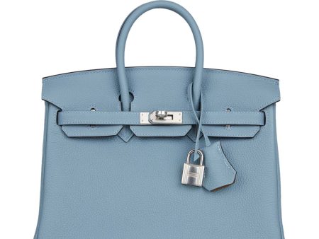 Hermes Birkin 25 Bleu Lin Verso Togo Palladium Hardware For Discount