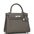 Hermes Kelly Retourne 25 Etain Togo Palladium Hardware Sale