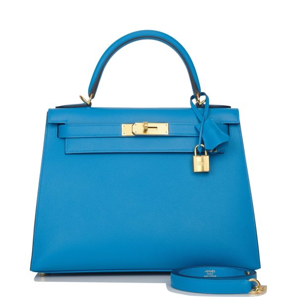 Hermes Kelly Sellier 28 Bleu Frida Epsom Gold Hardware Supply