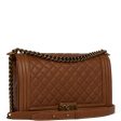 Chanel Large Boy Bag Brown Caviar Antique Gold Hardware Online now