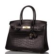 Hermes Birkin 30 Black Matte Alligator Gold Hardware Hot on Sale