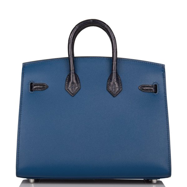 Hermes Night Sac Faubourg Birkin 20 Bleu Marine Matte Alligator Palladium Hardware Hot on Sale