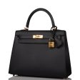 Hermes Black Epsom Sellier Kelly 25cm Gold Hardware For Discount