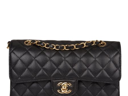 Chanel Black Quilted Caviar Small Classic Double Flap Bag Gold Hardware Fashion