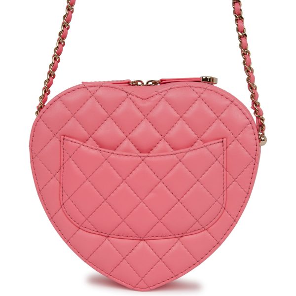 Chanel CC In Love Large Heart Bag Pink Lambskin Light Gold Hardware Online Sale