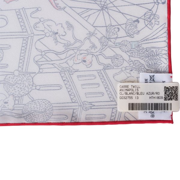 Hermes  Animapolis  White Silk Twill Scarf 90cm Online now