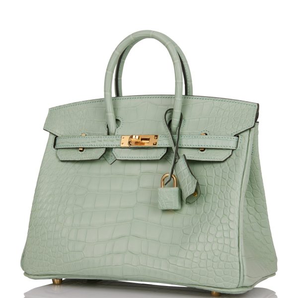 Hermes Birkin 25 Vert D Eau Matte Alligator Gold Hardware Cheap