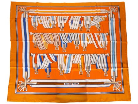 Hermes  Les Sangles Finesse  Curry Giant Silk Shawl Scarf 140cm Sale