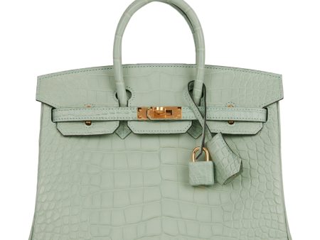 Hermes Birkin 25 Vert D Eau Matte Alligator Gold Hardware Cheap