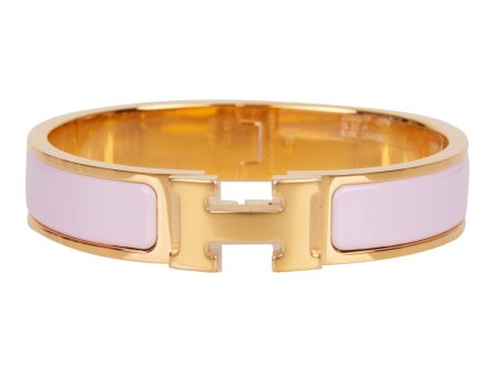 Hermes Rose Dragee Clic Clac H Narrow Enamel Bracelet PM GHW For Cheap