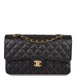 Chanel Black Quilted Caviar Medium Classic Double Flap Bag Gold Hardware Sale