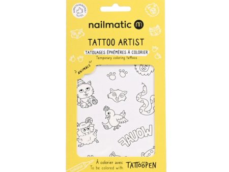 12 Temporary Coloring Tattoos - Animals Sale