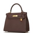 Hermes Kelly Retourne 28 Chocolate Togo Gold Hardware Sale