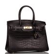 Hermes Birkin 30 Black Matte Alligator Gold Hardware Hot on Sale