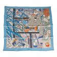 Hermes  Rendez-Vous Chez  Blue Silk Twill Scarf 70cm Online Hot Sale